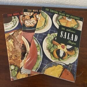 Vtg Cookbooks 250 Ways To Make Salad Potatoes Meat Recipes 40s & 50s